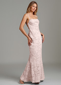 Azazie Ola Robes de demoiselle d'honneur Robe Sirène en Blumen-Burnout Corset Rose Pâle image3