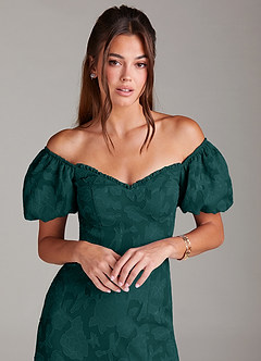 Azazie Evalina Robes de demoiselle d'honneur Robe Fourreau en Blumen-Burnout Vert Pin image2