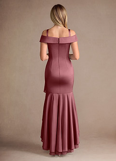 Azazie Billings Mother of the Bride Dresses Desert Rose Mermaid Off the Shoulder Stretch Satin Dress image8