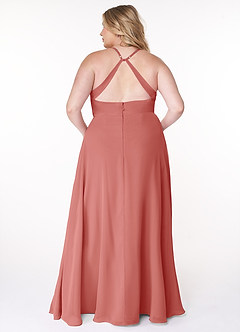 Azazie Davis Vestidos de madrinha de casamento Vestido Rosa Antiga de Chiffon de Linha A com Plissado image8