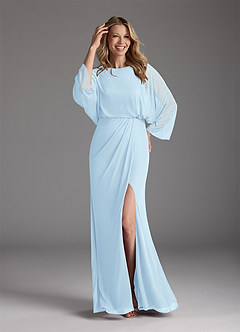 Azazie Ysabella vestidos de madre de la novia Vestido de Azul Cielo de Malla de Sirena con Plisado image2