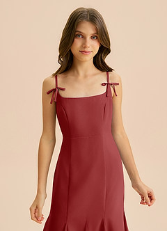 Azazie Evey Junior Abito Sirena in Chiffon Plissettato Ruggine image6