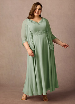 Azazie Devana Mother of the Bride Dresses Dusty Sage A-Line Sequins Chiffon Dress image9