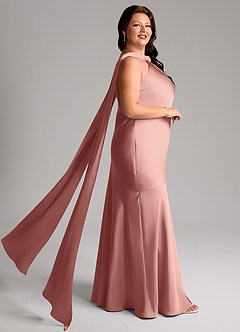 Azazie Kinsley Brautjungfernkleider Meerjungfrau-Linie Seitliche Cut-Outs Stretch-Satin Kleid Rosettenrosa image10