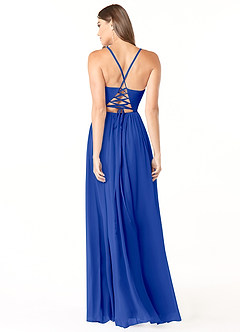 Azazie Aaida Bridesmaid Dresses Royal Blue A-Line Corset Chiffon Dress image2