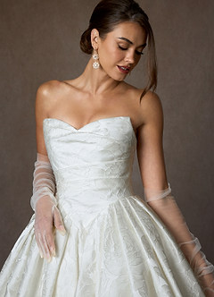 Azazie Celestia Vestidos de novia Vestido de Diamante Blanco de Jacquard Floral de Corte Princesa con Sin tirantes image7