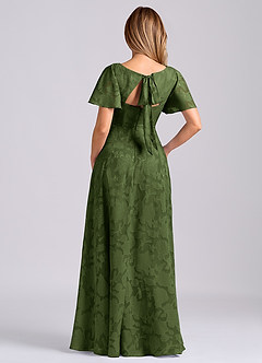 Azazie Kimber Bridesmaid Dresses Olive A-Line with Pockets Floral Burnout Dress image8