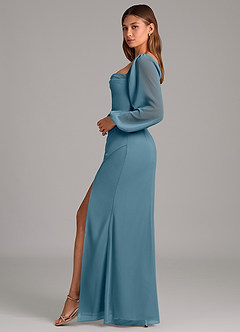 Azazie Brixley 신부 들러리 드레스 인어 긴팔 쉬폰 바닥 길이 드레스 image3