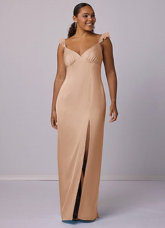 Barbie ♥ Azazie Bridesmaid Dresses English Rose Sheath Stretch Satin Dress image8