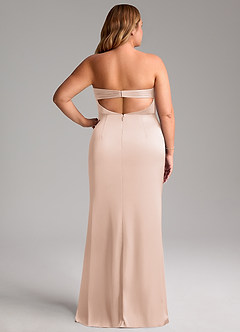 Azazie Leonis Bridesmaid Dresses Blushing Pink Mermaid Pleated Stretch Satin Convertible Dress image10