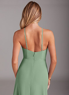 Azazie Bailey Jurken voor bruidsmeisjes Jurk van Chiffon met A-Lijn Halter zijsplit Matcha image8