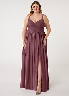 Azazie Chanel Bridesmaid Dresses Sangria A-Line Pleated Chiffon Dress image8