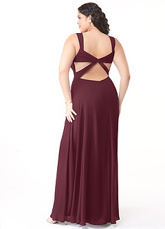 Azazie Nahrin Final Sale Cabernet A-Line V-Neck Pleated Chiffon Dress image10