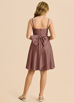 Azazie Bear Junior Linia A Dekolt w kształcie serca Satyna elastyczna Mini Młodsza druhna Sukienka image2