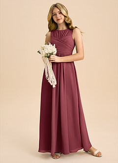 Azazie Skyla Junior A-Linie Plissee Chiffon Kleid Merlot image5