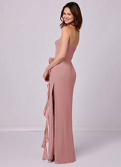 Barbie ♥ Azazie Jurken voor bruidsmeisjes Converteerbaar Jurk van Chiffon met Kolom Strapless Stoffige Roos image4