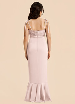 Azazie Ryan Junior Blushing Pink Sheath Bow Stretch Satin Dress image2