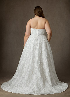 Azazie Meadow Vestidos de novia Vestido de Diamante Blanco de Jacquard Desgastado Floral de Corte Princesa con Sin tirantes image14