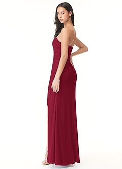Azazie Darria Abiti da Damigella Abito Convertibile Tubino in Chiffon Elasticizzato Scollo quadrato pieghettato Borgogna image4