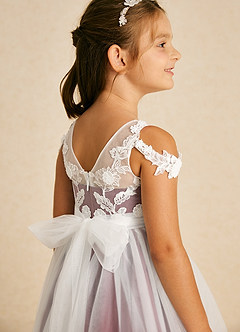 Azazie Sunnie Flower Girl Dresses Amethyst A-Line Lace Tulle Dress image1