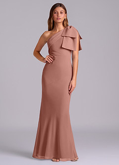 Azazie Yuanna Bridesmaid Dresses Cedar Rose Mermaid One Shoulder Chiffon Dress image1