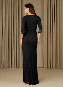 Azazie Rosena Final Sale Black Sheath Pleated Mesh Dress image2