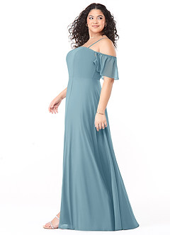 Azazie Sue Bridesmaid Dresses Moody Blue A-Line Off the Shoulder Chiffon Convertible Dress image9