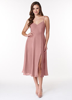 Azazie Clarissa Bridesmaid Dresses Dusty Rose A-Line V-Neck Chiffon Dress image1