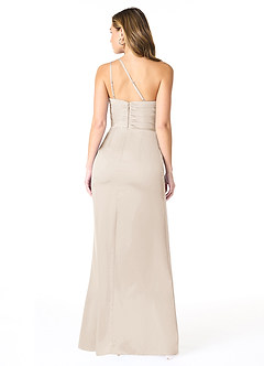 Azazie Eren Brautjungfernkleider Meerjungfrau-Linie One-Shoulder Stretch-Satin Kleid Alabaster Weiß image4