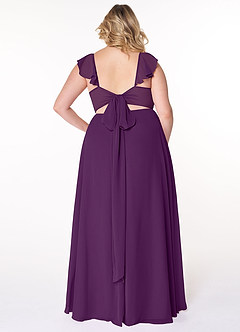 Azazie Everett Brautjungfernkleider A-Linie V-Hals Gerüscht Chiffon Kleid Traube image7
