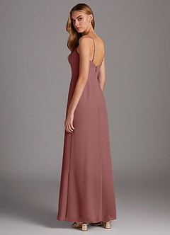 Azazie Tayla Bridesmaid Dresses Desert Rose Sheath Square Neckline Chiffon Dress image2