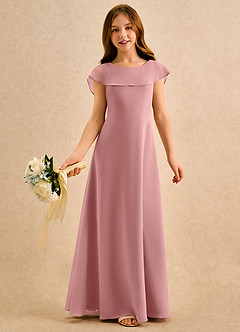 Azazie Kittie Girls Formal Flower Girl Dresses Dusty Rose A-Line Chiffon Dress image1