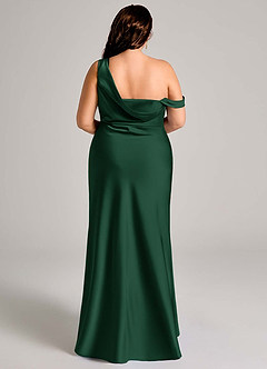 Azazie Madelyn Bridesmaid Dresses Dark Green Mermaid One Shoulder Stretch Satin Convertible Dress image11