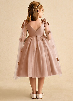 Azazie Staria Blumenmädchenkleider Ballkleid Gestreift Tüll Kleid Champagner Rosa image2