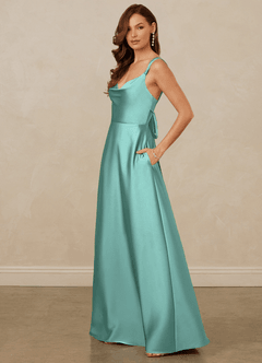 Christian Siriano Bridal for Azazie 1001 Brautjungfernkleider A-Linie Herzausschnitt Stretch-Satin Kleid Aqua image4