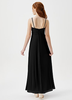Azazie Kaylee Junior Black A-Line with Belt Mesh Dress image2