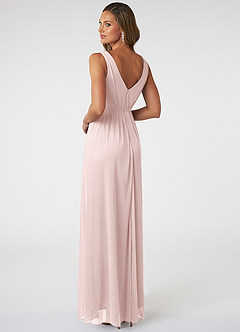 Azazie Tanicia Bridesmaid Dresses Blushing Pink A-Line V-Neck Pleated Mesh Dress image8