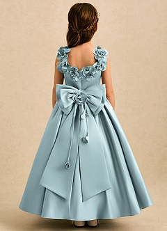 Azazie Eden Robe Demoiselle D'honneur Fillette Robe Princesse en Mat Satiné Plissée Brume image1