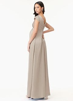 Azazie Allessia Abiti da damigella d'onore premaman Abito A-Line Plissettato Raso Elasticizzato Floor-Length image4