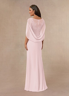 Azazie Hera Mother of the Bride Dresses Blushing Pink A-Line Lace Capelet Chiffon Dress image3