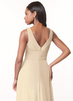 Azazie Julianna Bridesmaid Dresses Champagne A-Line Chiffon Dress image4