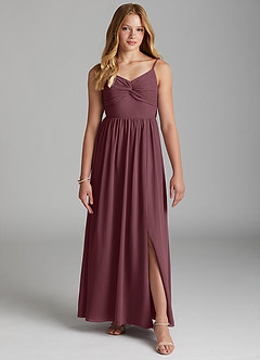 Azazie Zeya Junior Sangria A-Line Chiffon Dress image3