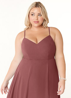 Azazie Clarissa Bridesmaid Dresses Amethyst A-Line V-Neck Chiffon Dress image11