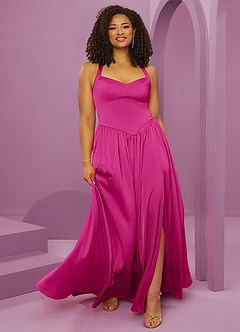 Barbie ♥ Azazie Bridesmaid Dresses Barbie Pink A-Line with Pockets Stretch Satin Dress image10
