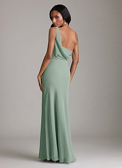Azazie Madelyn Bridesmaid Dresses Silver Sage Mermaid One Shoulder Chiffon Convertible Dress image10