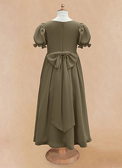 Azazie Joss Flower Girl Dresses Willow Green A-Line with Sleeves Chiffon Dress image7