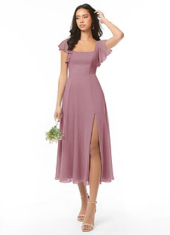 Azazie Bondi Bridesmaid Dresses Vintage Mauve A-Line Ruched Chiffon Dress image1