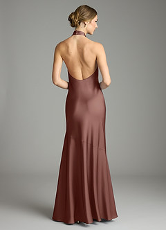 Azazie Lorena Vestidos de damas de honor Vestido de Expresado de Satén Elástico de Corte Sirena con Plisado image2