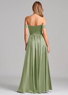 Azazie Raisa Bridesmaid Dresses Dusty Sage A-Line Off the Shoulder Stretch Satin Dress image5