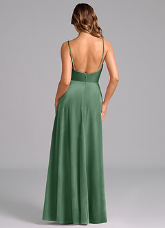 Azazie Sarella Robes de demoiselle d'honneur Robe Trapèze en velours Plissée Eucalyptus image2